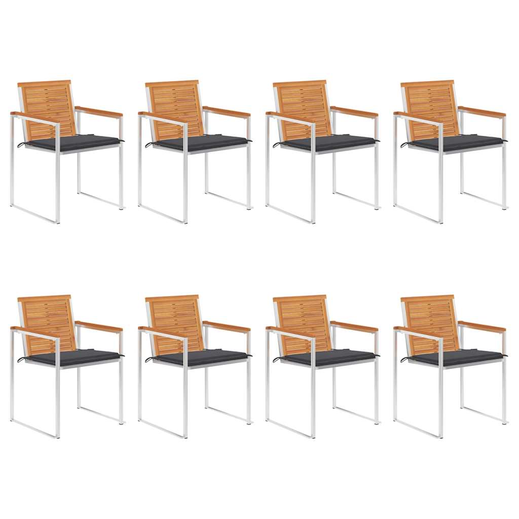 Tuinstoelen 8 st met kussens massief acaciahout is nu te koop bij PeponiXL, paradijselijk wonen!