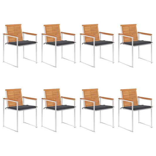 Tuinstoelen 8 st met kussens massief acaciahout is nu te koop bij PeponiXL, paradijselijk wonen!