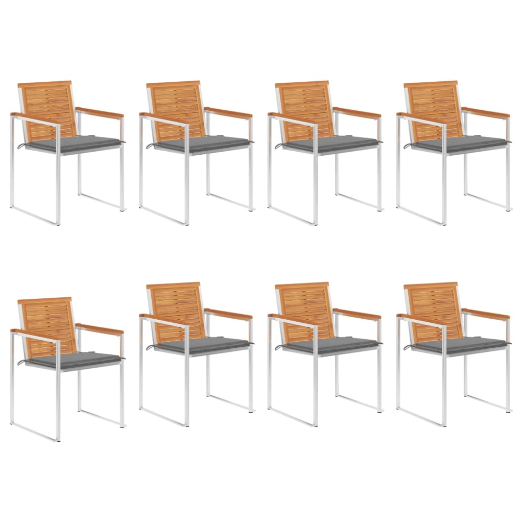 Tuinstoelen 8 st met kussens massief acaciahout is nu te koop bij PeponiXL, paradijselijk wonen!