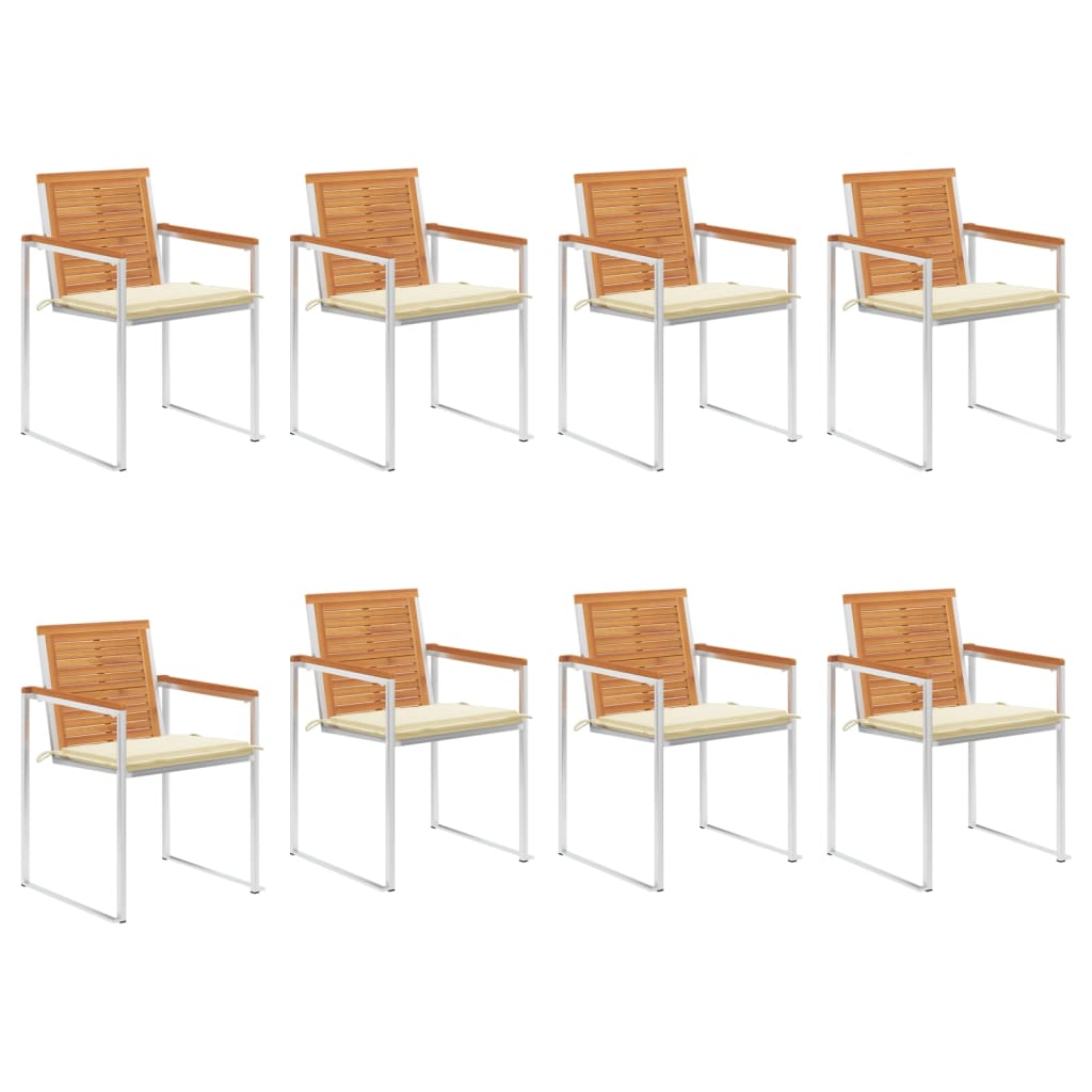 Tuinstoelen 8 st met kussens massief acaciahout is nu te koop bij PeponiXL, paradijselijk wonen!