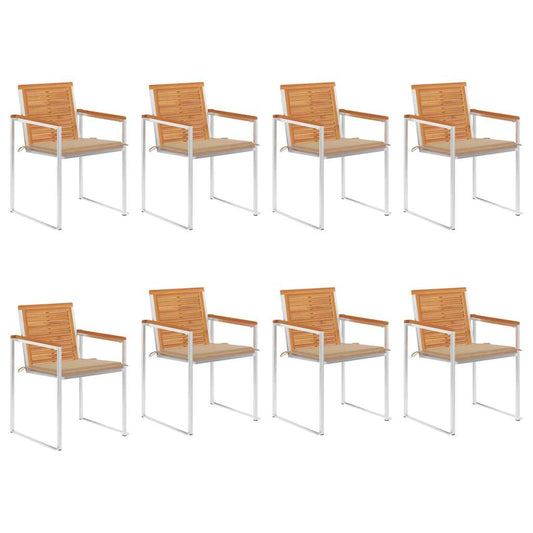 Tuinstoelen 8 st met kussens massief acaciahout is nu te koop bij PeponiXL, paradijselijk wonen!