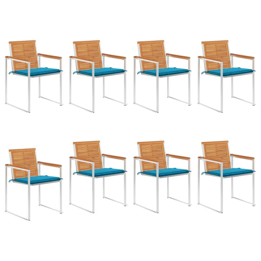 Tuinstoelen 8 st met kussens massief acaciahout is nu te koop bij PeponiXL, paradijselijk wonen!