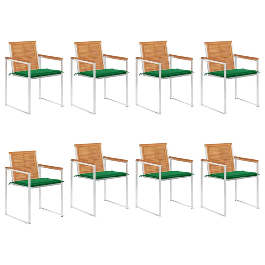 Tuinstoelen 8 st met kussens massief acaciahout is nu te koop bij PeponiXL, paradijselijk wonen!