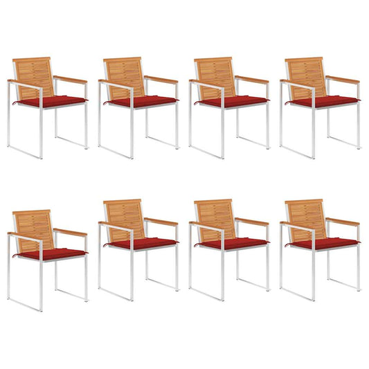 Tuinstoelen 8 st met kussens massief acaciahout is nu te koop bij PeponiXL, paradijselijk wonen!