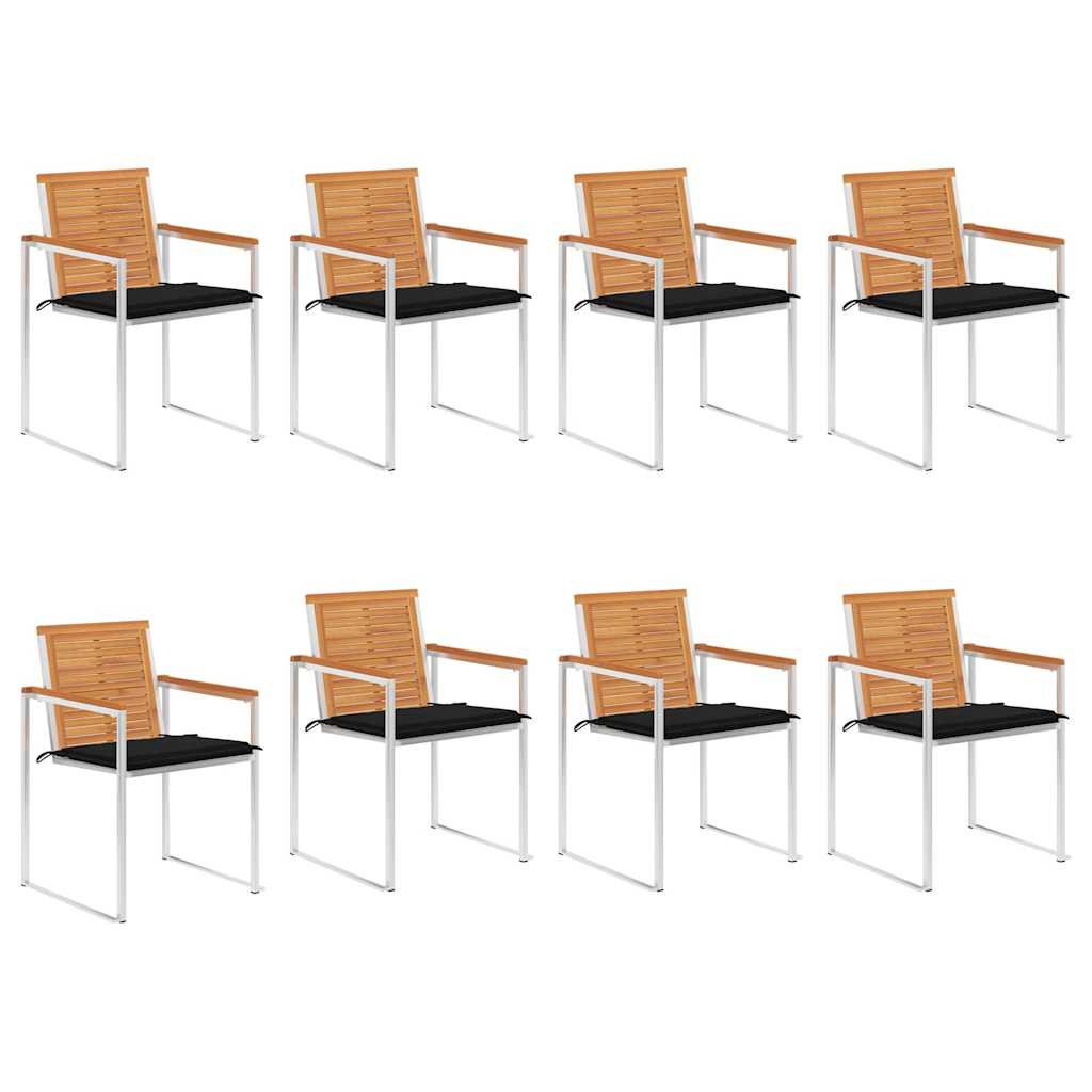 Tuinstoelen 8 st met kussens massief acaciahout is nu te koop bij PeponiXL, paradijselijk wonen!