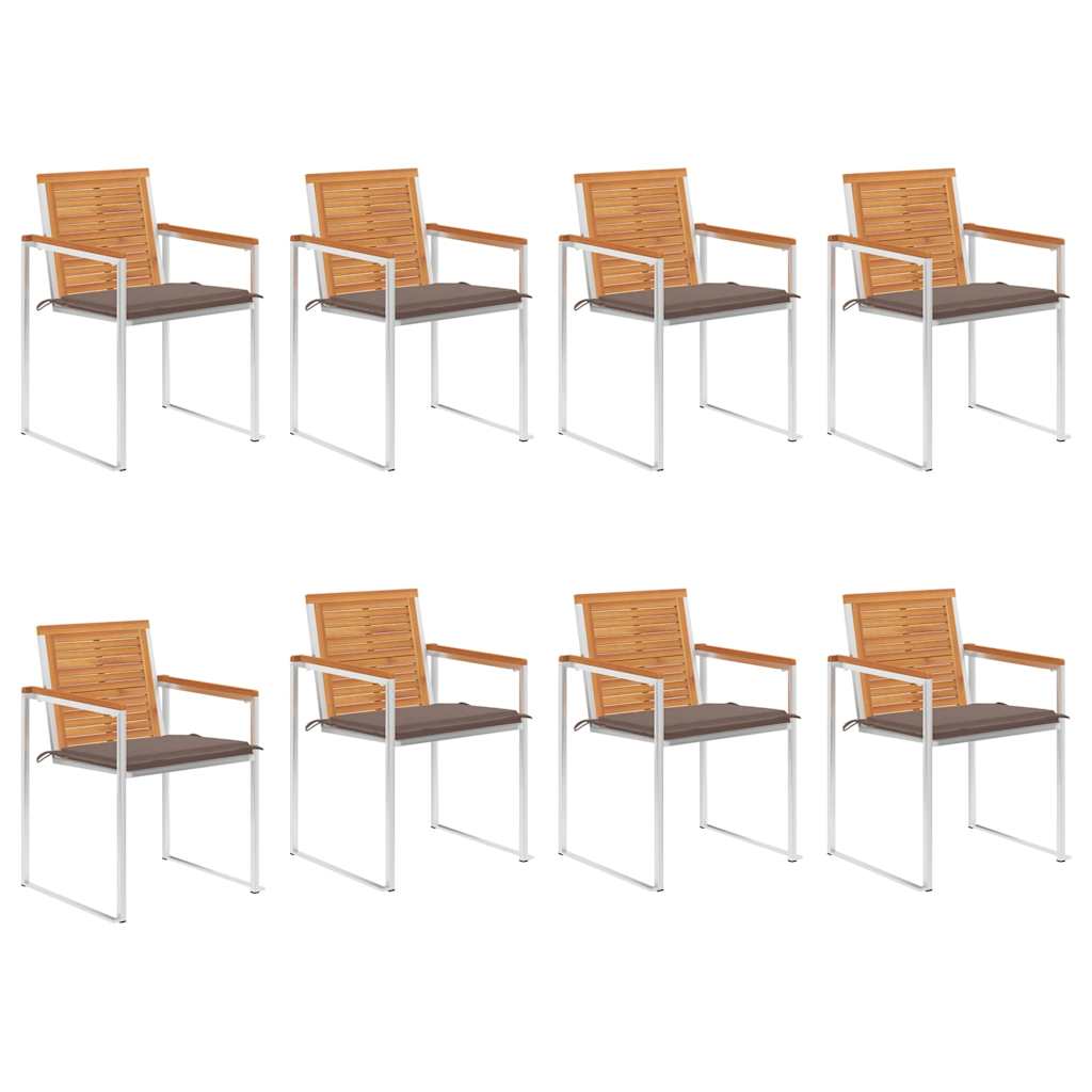 Tuinstoelen 8 st met kussens massief acaciahout is nu te koop bij PeponiXL, paradijselijk wonen!
