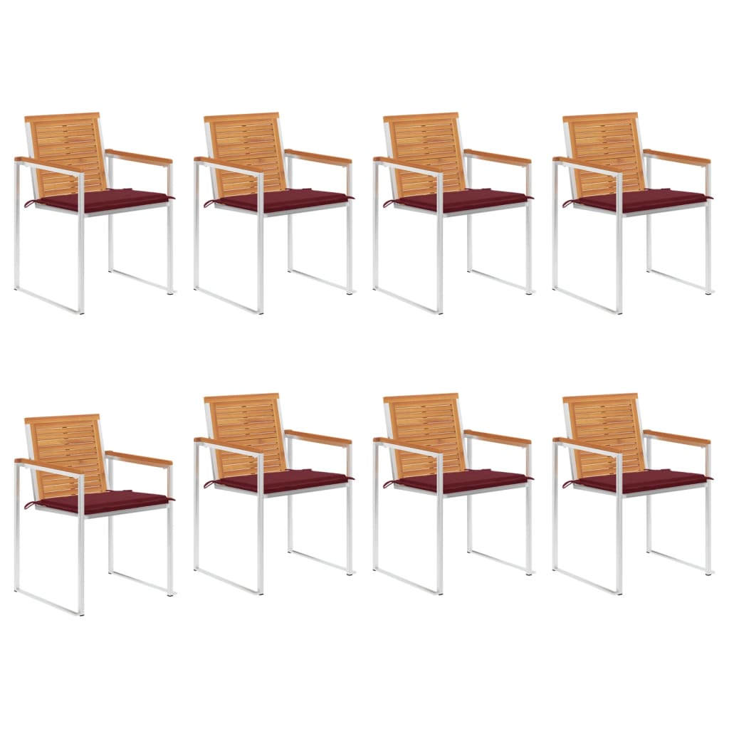 Tuinstoelen 8 st met kussens massief acaciahout is nu te koop bij PeponiXL, paradijselijk wonen!