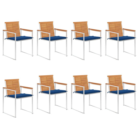 Tuinstoelen 8 st met kussens massief acaciahout is nu te koop bij PeponiXL, paradijselijk wonen!