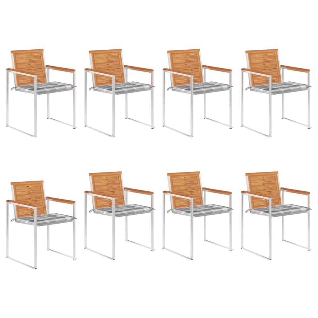 Tuinstoelen 8 st met kussens massief acaciahout is nu te koop bij PeponiXL, paradijselijk wonen!