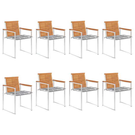 Tuinstoelen 8 st met kussens massief acaciahout is nu te koop bij PeponiXL, paradijselijk wonen!