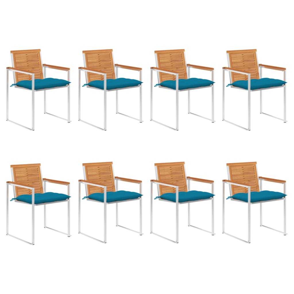 Tuinstoelen 8 st met kussens massief acaciahout is nu te koop bij PeponiXL, paradijselijk wonen!