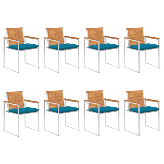Tuinstoelen 8 st met kussens massief acaciahout is nu te koop bij PeponiXL, paradijselijk wonen!