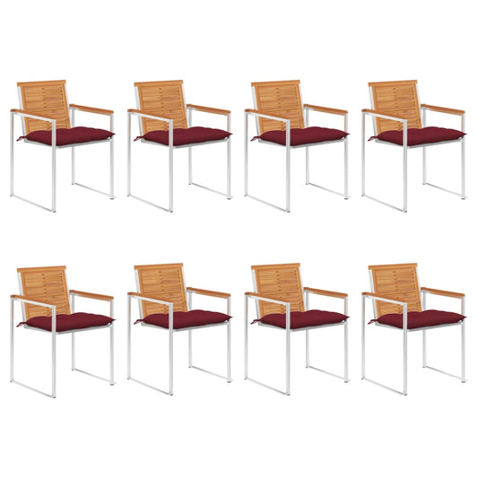 Tuinstoelen 8 st met kussens massief acaciahout is nu te koop bij PeponiXL, paradijselijk wonen!