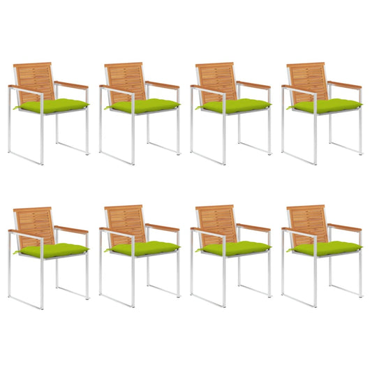 Tuinstoelen 8 st met kussens massief acaciahout is nu te koop bij PeponiXL, paradijselijk wonen!