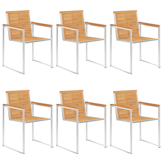 Tuinstoelen 6 st massief teakhout en roestvrij staal is nu te koop bij PeponiXL, paradijselijk wonen!