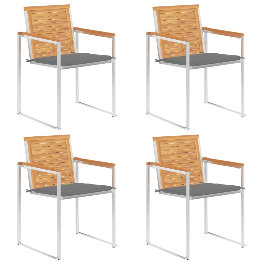 Tuinstoelen 4 st met kussens massief teakhout is nu te koop bij PeponiXL, paradijselijk wonen!