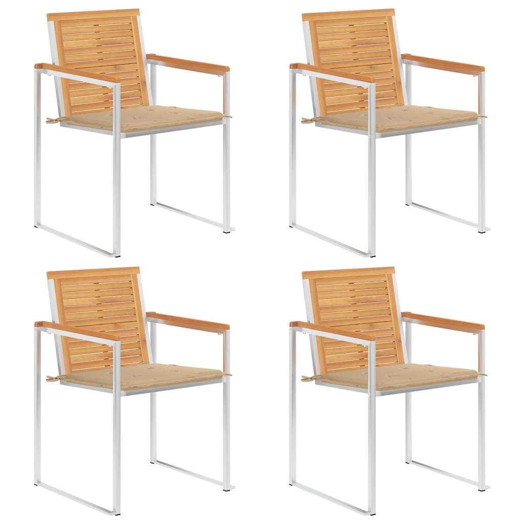 Tuinstoelen 4 st met kussens massief teakhout is nu te koop bij PeponiXL, paradijselijk wonen!