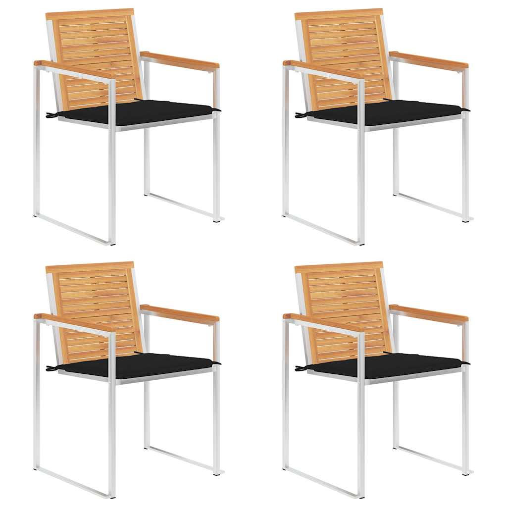 Tuinstoelen 4 st met kussens massief teakhout is nu te koop bij PeponiXL, paradijselijk wonen!