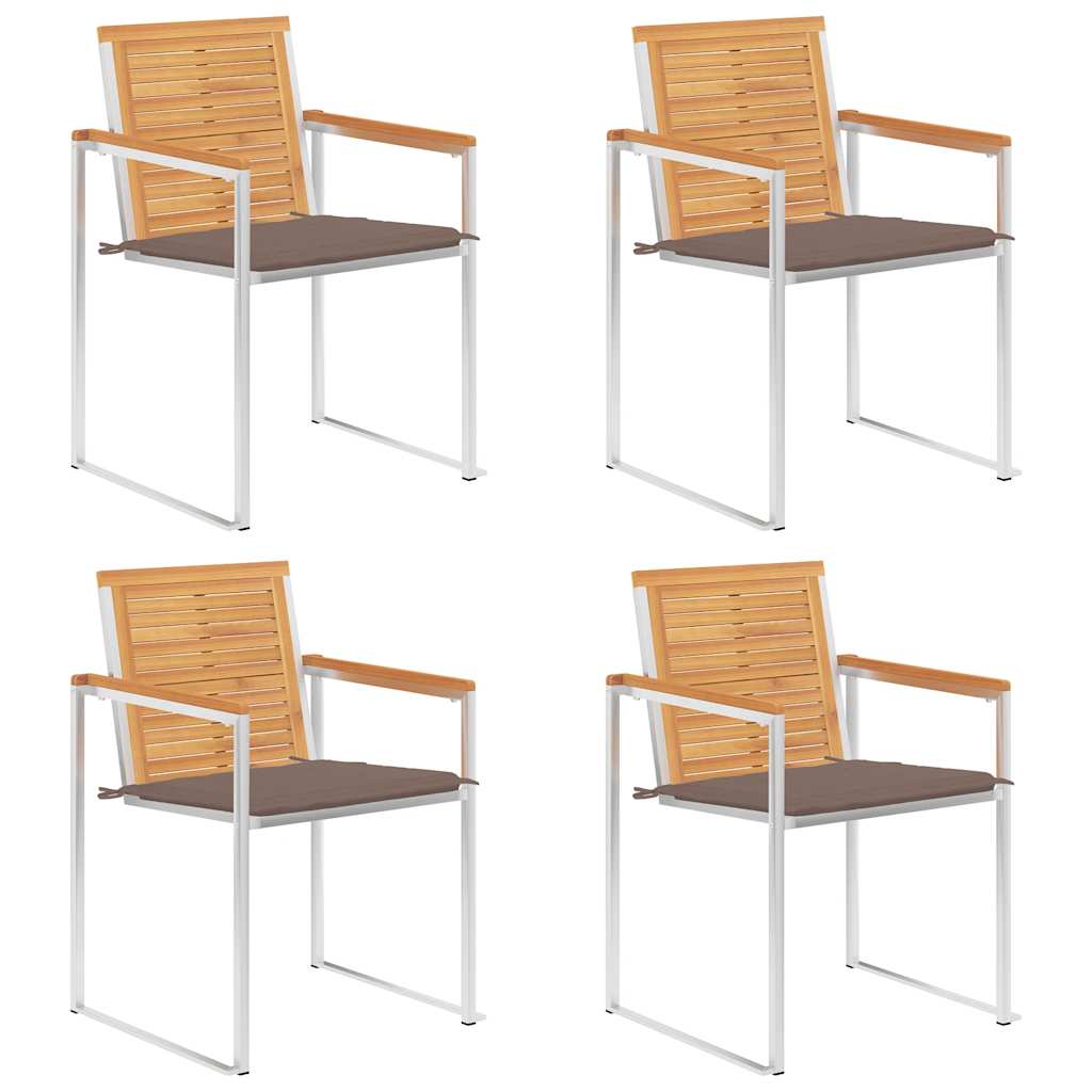 Tuinstoelen 4 st met kussens massief teakhout is nu te koop bij PeponiXL, paradijselijk wonen!