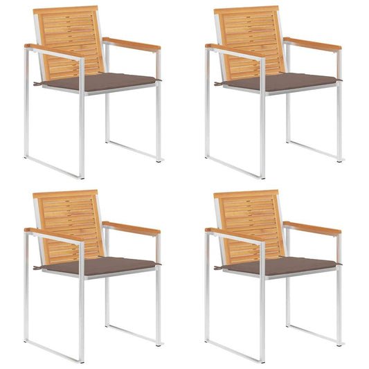 Tuinstoelen 4 st met kussens massief teakhout is nu te koop bij PeponiXL, paradijselijk wonen!