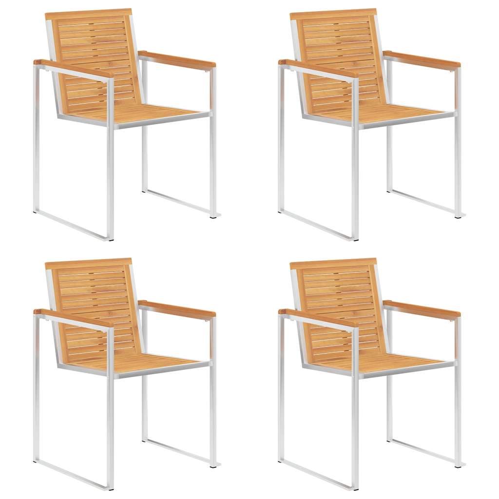 Tuinstoelen 4 st met kussens massief teakhout is nu te koop bij PeponiXL, paradijselijk wonen!