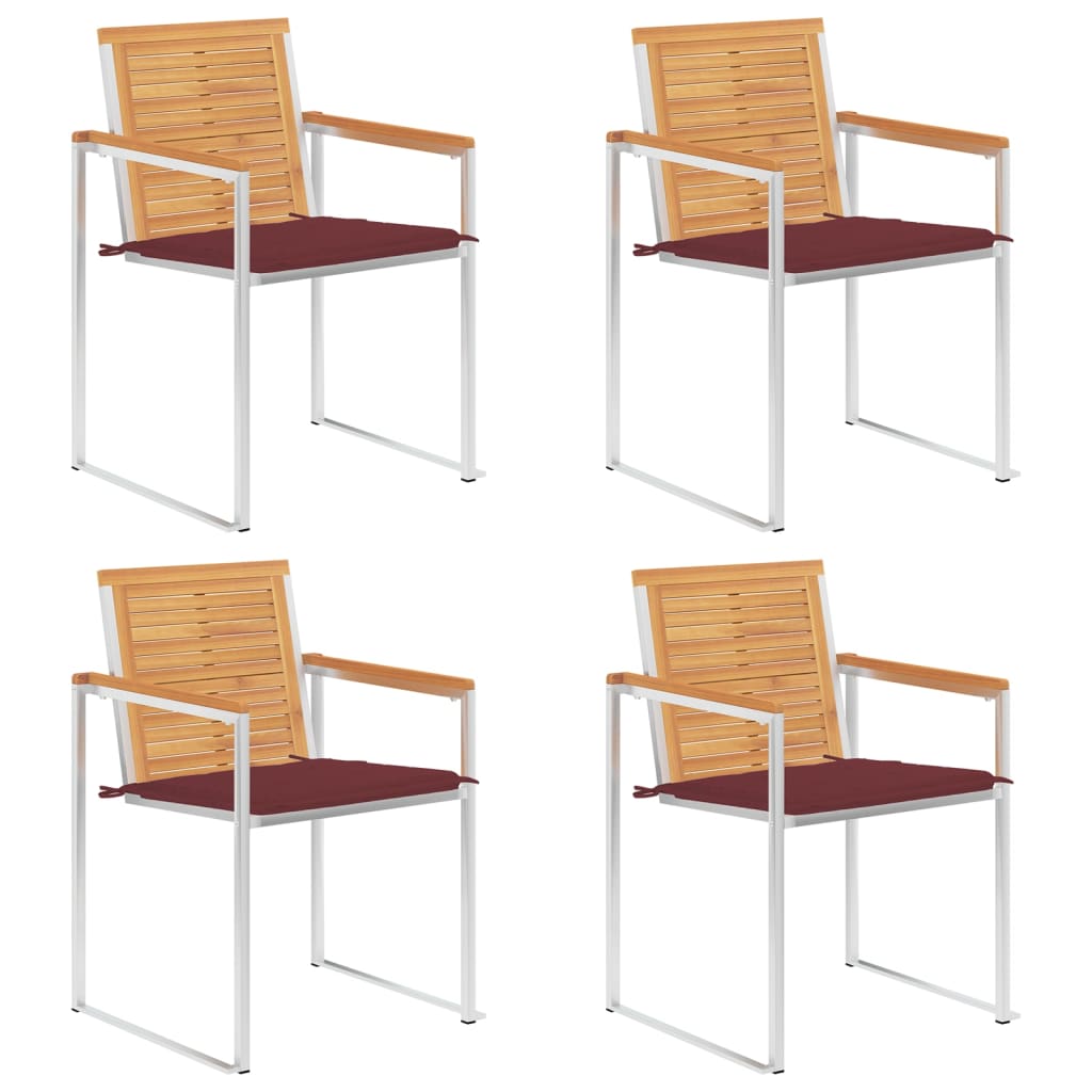 Tuinstoelen 4 st met kussens massief teakhout is nu te koop bij PeponiXL, paradijselijk wonen!