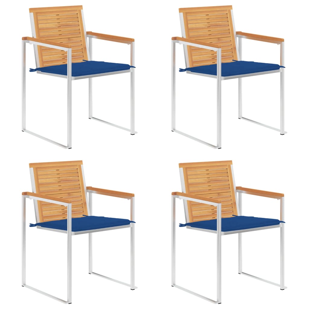 Tuinstoelen 4 st met kussens massief teakhout is nu te koop bij PeponiXL, paradijselijk wonen!