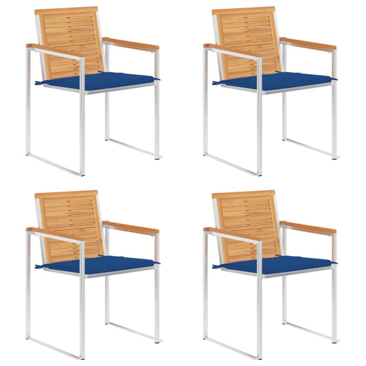 Tuinstoelen 4 st met kussens massief teakhout is nu te koop bij PeponiXL, paradijselijk wonen!