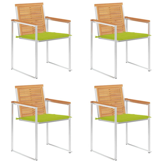 Tuinstoelen 4 st met kussens massief teakhout is nu te koop bij PeponiXL, paradijselijk wonen!