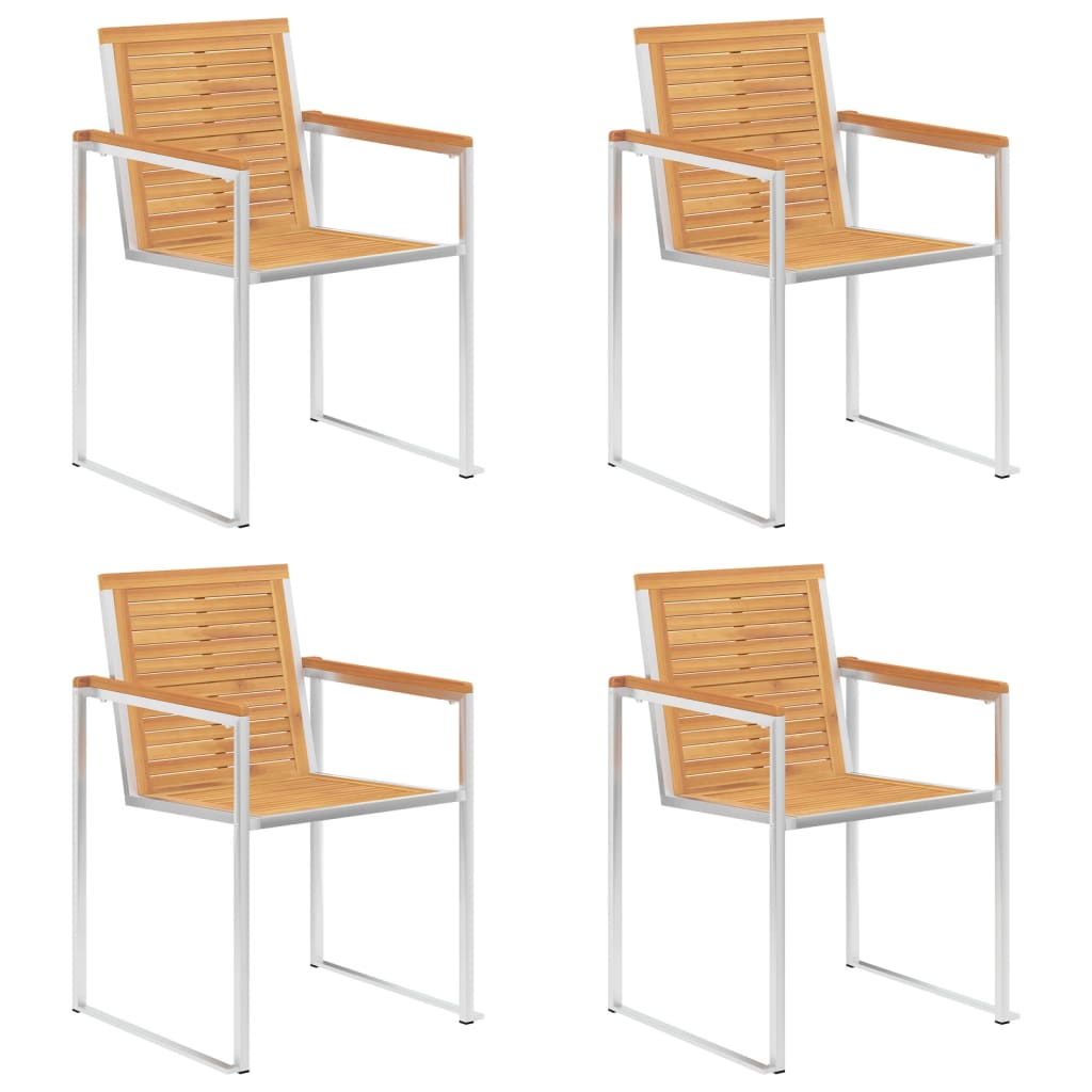 Tuinstoelen 4 st met kussens massief teakhout is nu te koop bij PeponiXL, paradijselijk wonen!