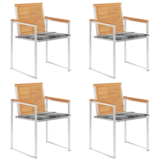 Tuinstoelen 4 st met kussens massief teakhout is nu te koop bij PeponiXL, paradijselijk wonen!