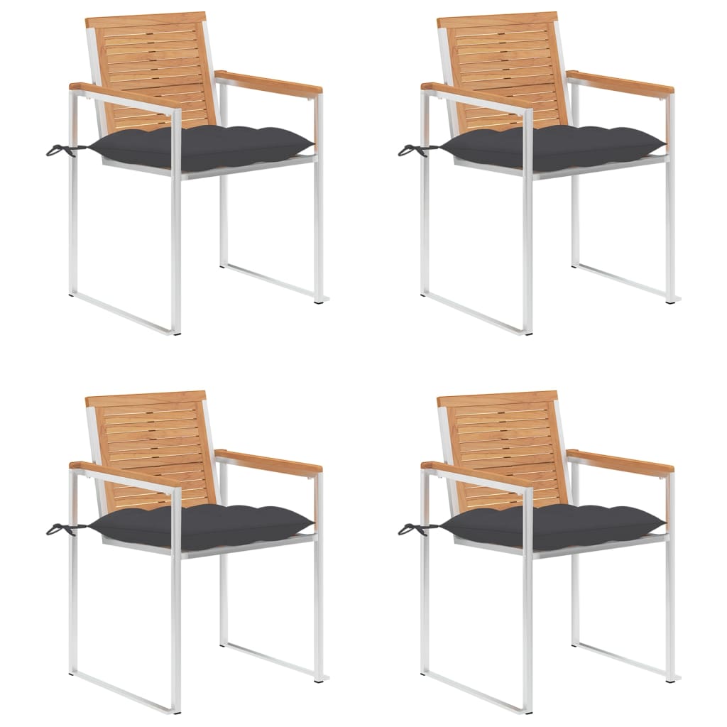 Tuinstoelen 4 st met kussens massief teakhout is nu te koop bij PeponiXL, paradijselijk wonen!