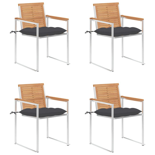 Tuinstoelen 4 st met kussens massief teakhout is nu te koop bij PeponiXL, paradijselijk wonen!