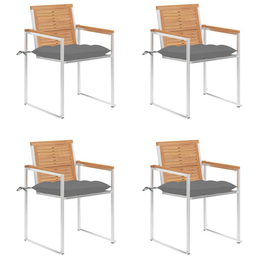 Tuinstoelen 4 st met kussens massief teakhout is nu te koop bij PeponiXL, paradijselijk wonen!