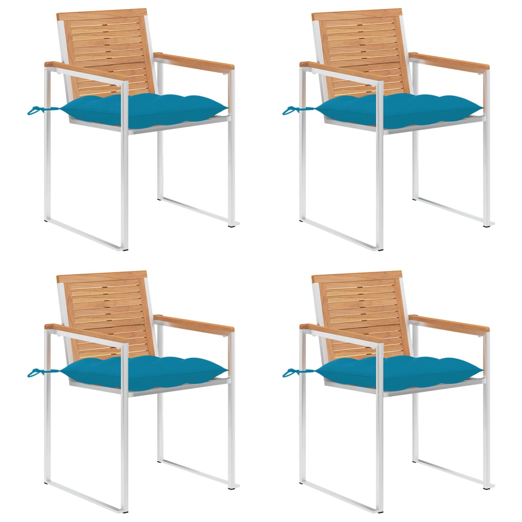Tuinstoelen 4 st met kussens massief teakhout is nu te koop bij PeponiXL, paradijselijk wonen!