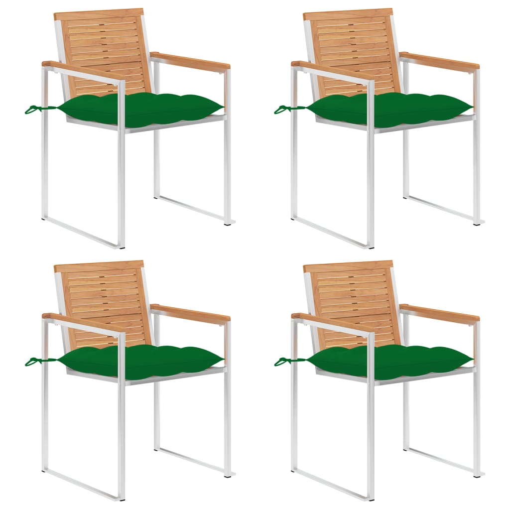 Tuinstoelen 4 st met kussens massief teakhout is nu te koop bij PeponiXL, paradijselijk wonen!