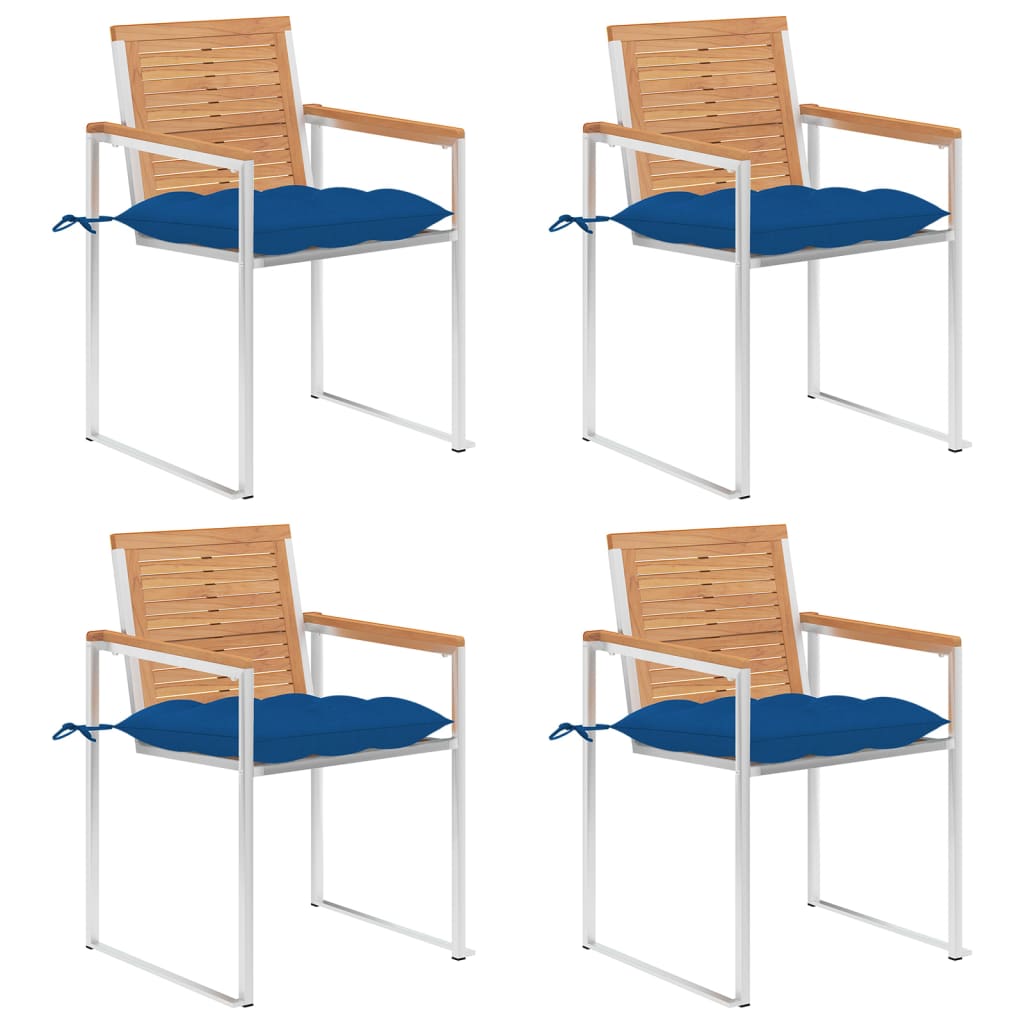 Tuinstoelen 4 st met kussens massief teakhout is nu te koop bij PeponiXL, paradijselijk wonen!