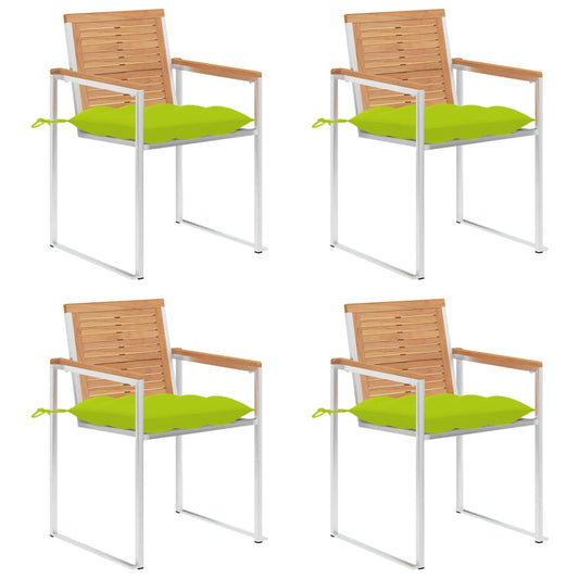 Tuinstoelen 4 st met kussens massief teakhout is nu te koop bij PeponiXL, paradijselijk wonen!