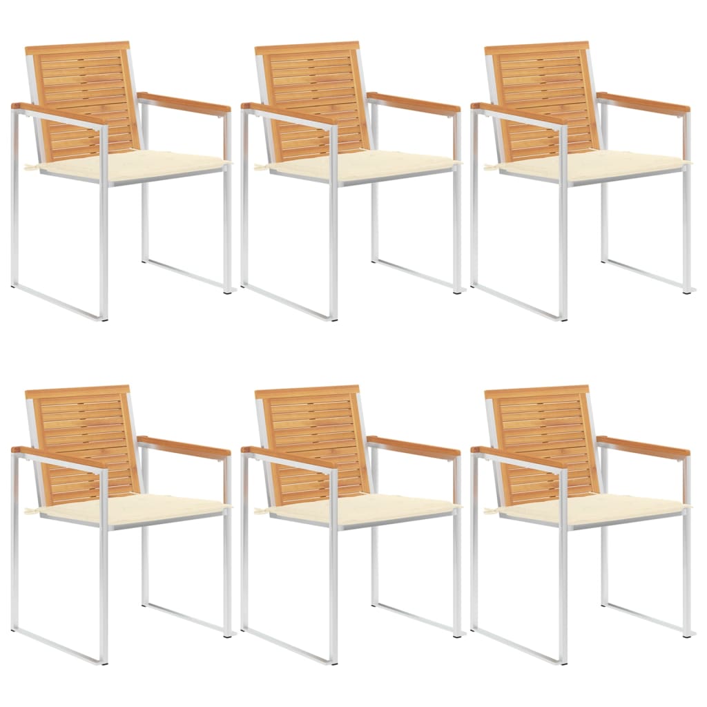 Tuinstoelen 6 st met kussens massief teakhout is nu te koop bij PeponiXL, paradijselijk wonen!