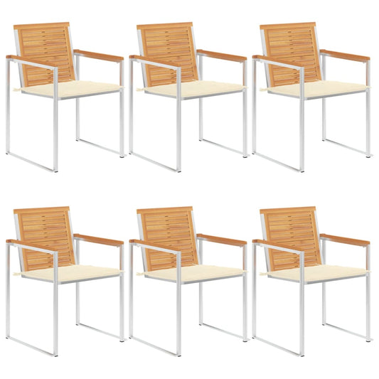 Tuinstoelen 6 st met kussens massief teakhout is nu te koop bij PeponiXL, paradijselijk wonen!