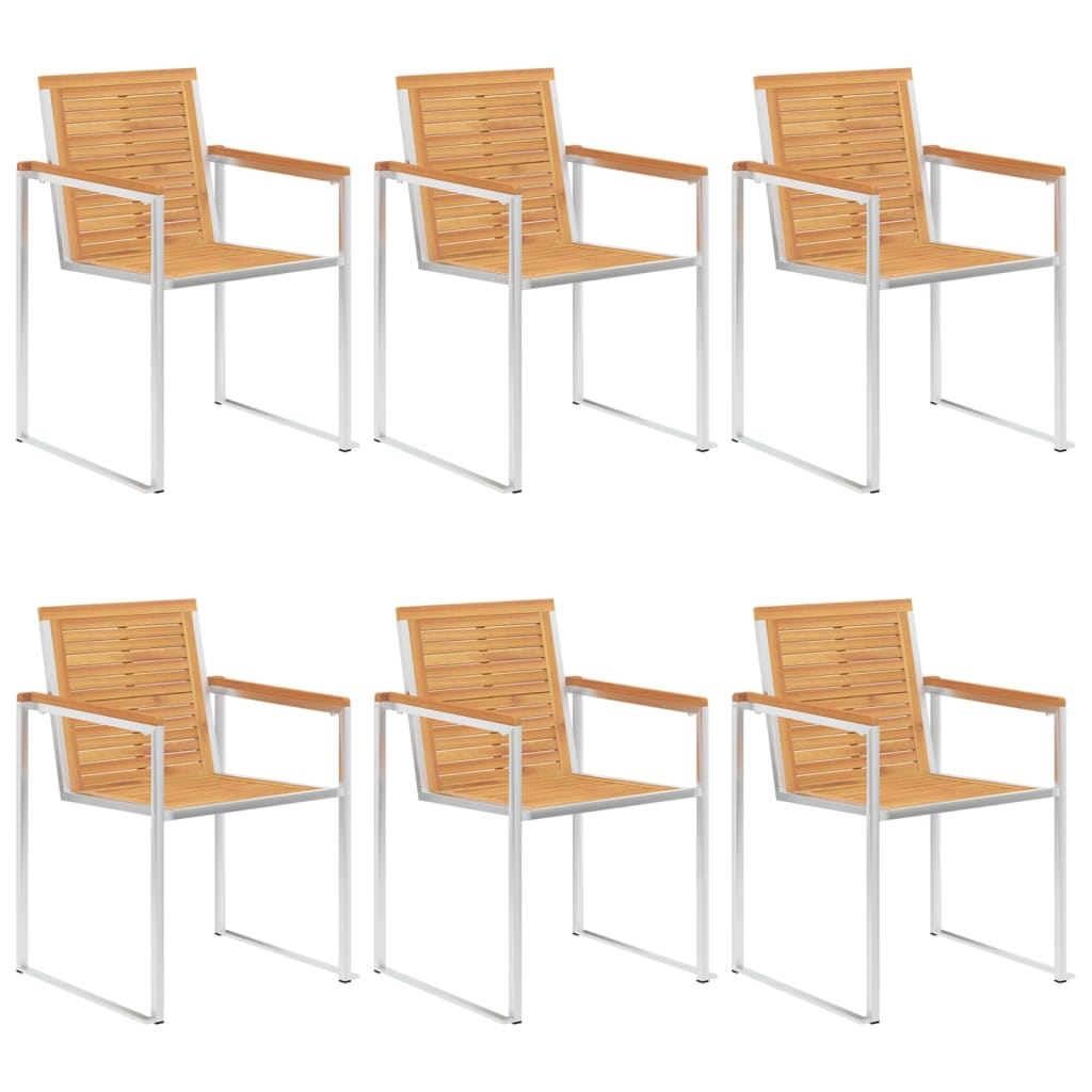 Tuinstoelen 6 st met kussens massief teakhout is nu te koop bij PeponiXL, paradijselijk wonen!