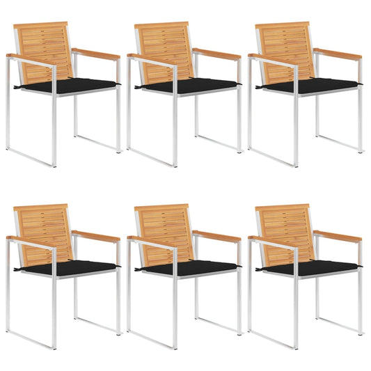 Tuinstoelen 6 st met kussens massief teakhout is nu te koop bij PeponiXL, paradijselijk wonen!