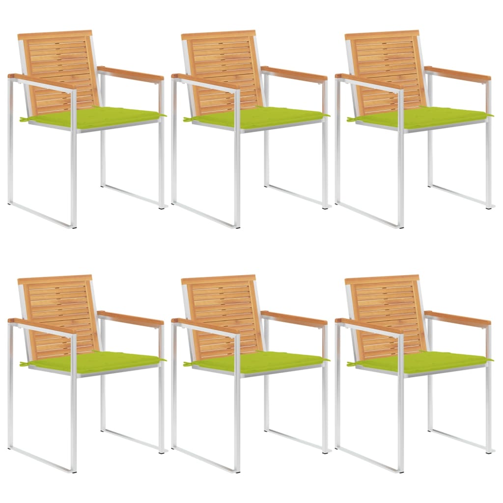 Tuinstoelen 6 st met kussens massief teakhout is nu te koop bij PeponiXL, paradijselijk wonen!