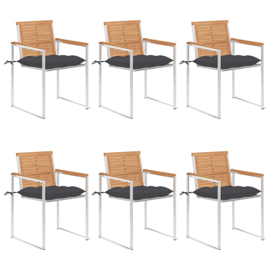Tuinstoelen 6 st met kussens massief teakhout is nu te koop bij PeponiXL, paradijselijk wonen!