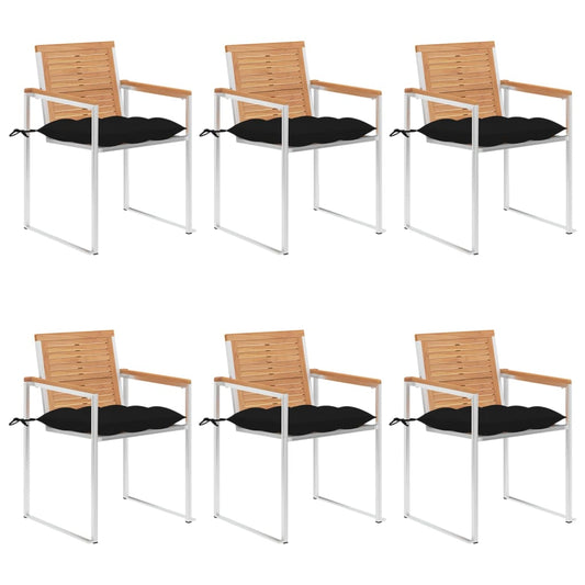 Tuinstoelen 6 st met kussens massief teakhout is nu te koop bij PeponiXL, paradijselijk wonen!