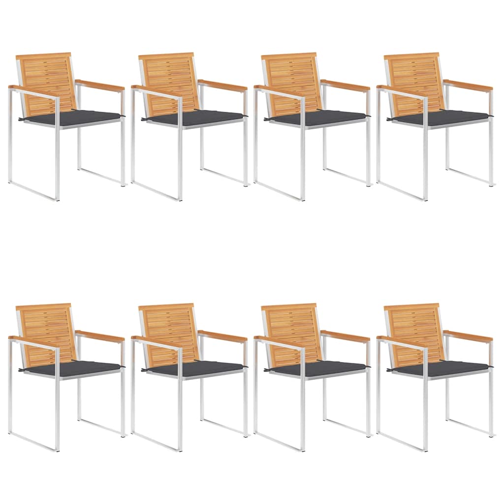 Tuinstoelen 8 st met kussens massief teakhout is nu te koop bij PeponiXL, paradijselijk wonen!