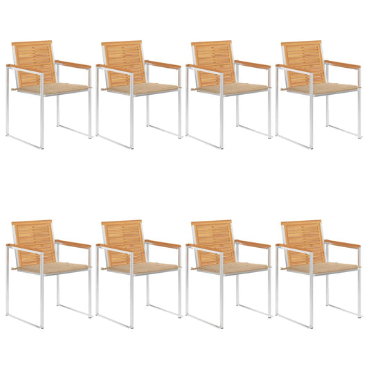 Tuinstoelen 8 st met kussens massief teakhout is nu te koop bij PeponiXL, paradijselijk wonen!