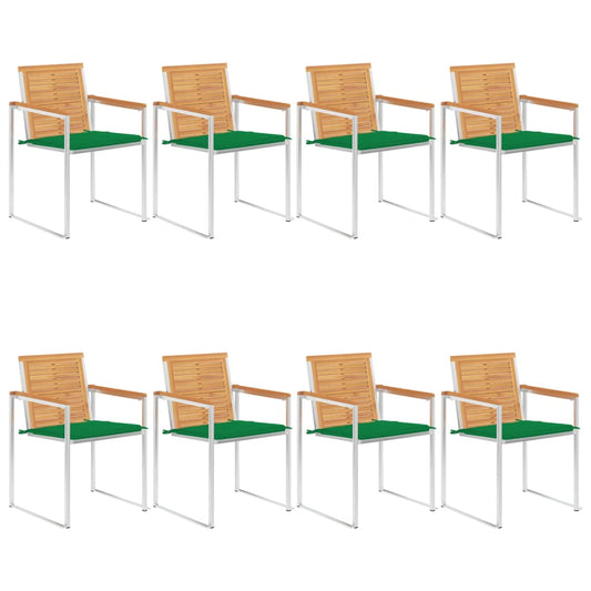 Tuinstoelen 8 st met kussens massief teakhout is nu te koop bij PeponiXL, paradijselijk wonen!