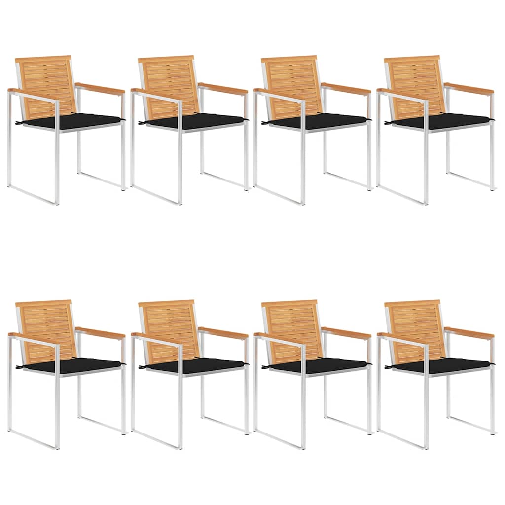 Tuinstoelen 8 st met kussens massief teakhout is nu te koop bij PeponiXL, paradijselijk wonen!