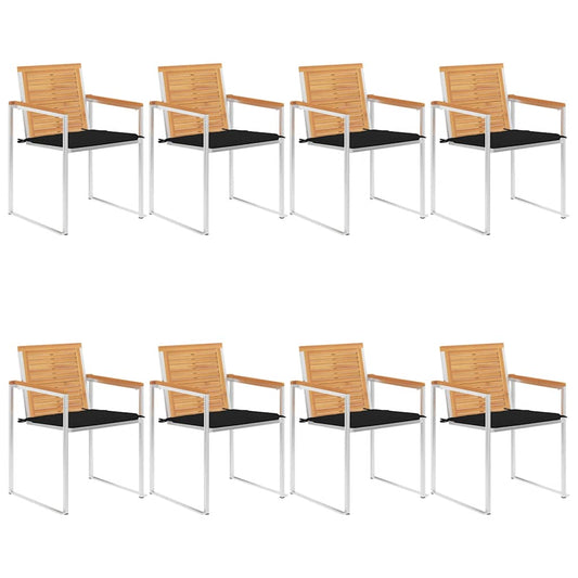 Tuinstoelen 8 st met kussens massief teakhout is nu te koop bij PeponiXL, paradijselijk wonen!